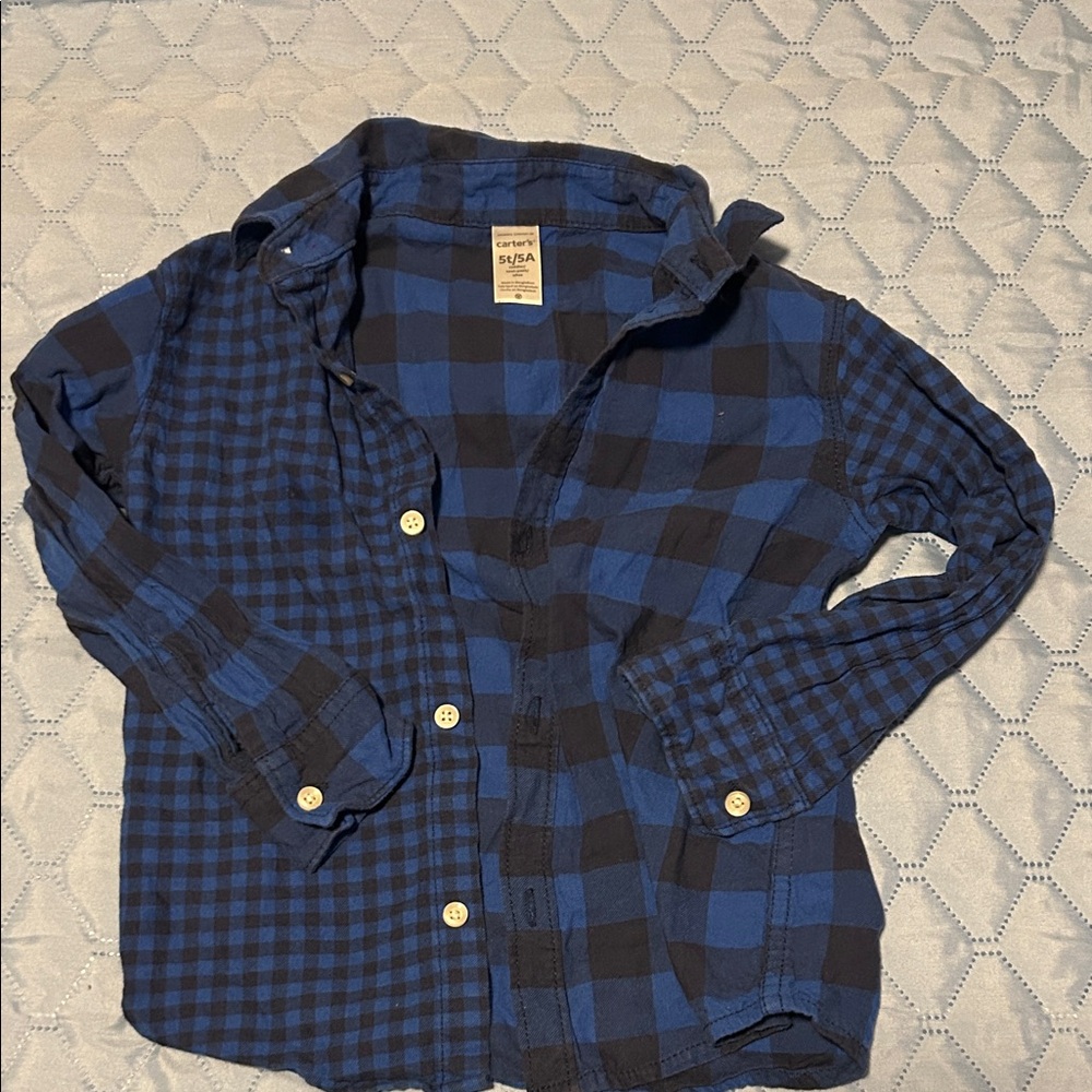 Carter's Blue and Black Checkered Shirt